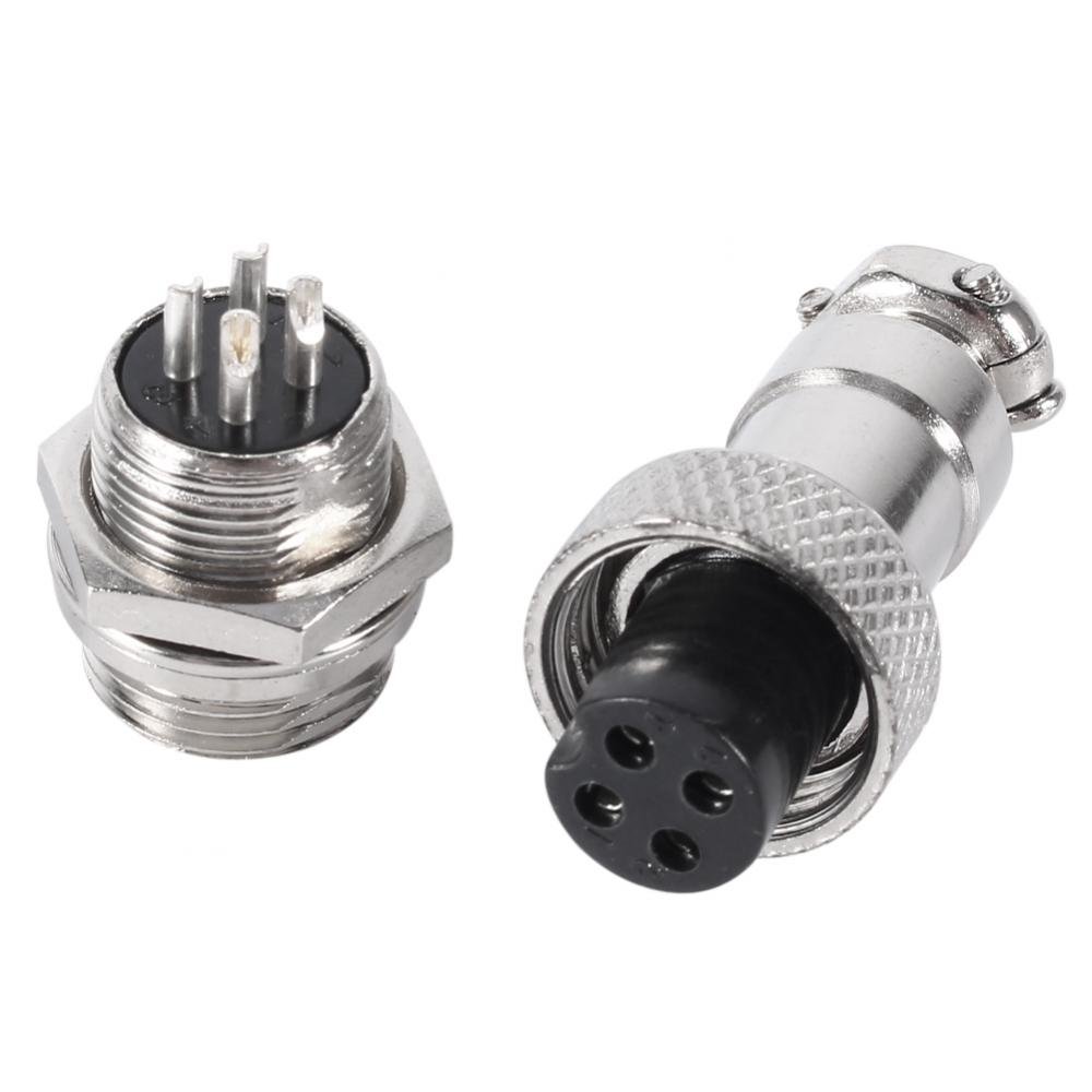 Walfront GX12 10 Set Connettore Aviation Spina di Alimentazione 4Pin 12mm Spina Aviation Maschio + Femmina Raccordi Zinco Nichelato Presa di Metallo Connettore 300V 5A