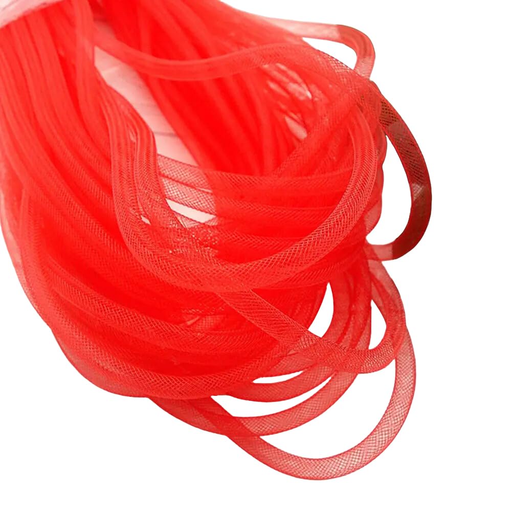 Ruban Tubulaire en Maille 8mm Tulle Rouge pour Emballage Cadeau DIY Couronne