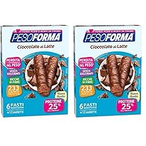 Pesoforma Barrette Cioccolato al Latte, Pasti sostitutivi dimagranti, SOLO 233 Kcal, Ricco in proteine, 6 pasti (Confezione da 2)