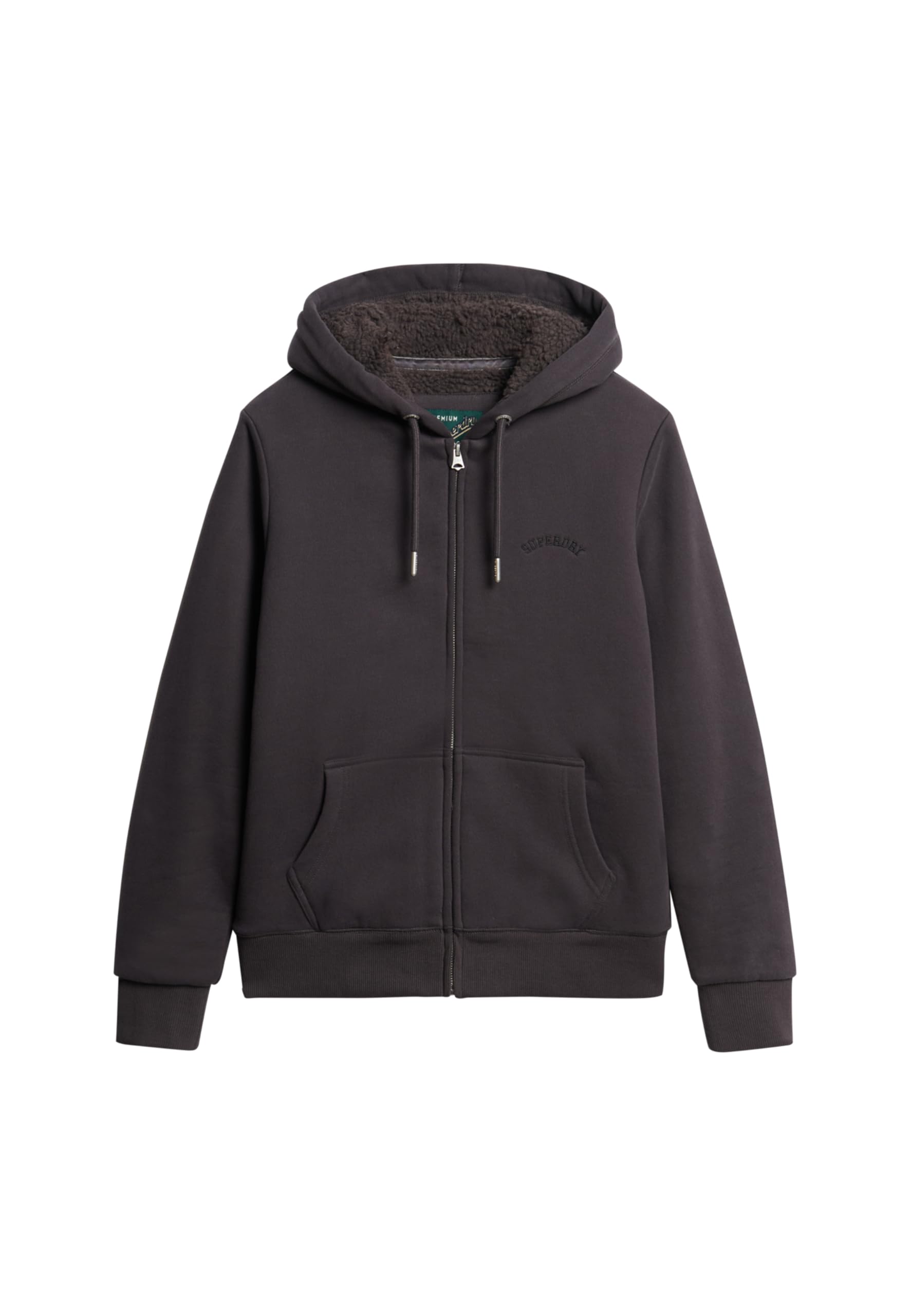 Superdry Women's Bison Black Borg Lined Zip Hoodie, 14