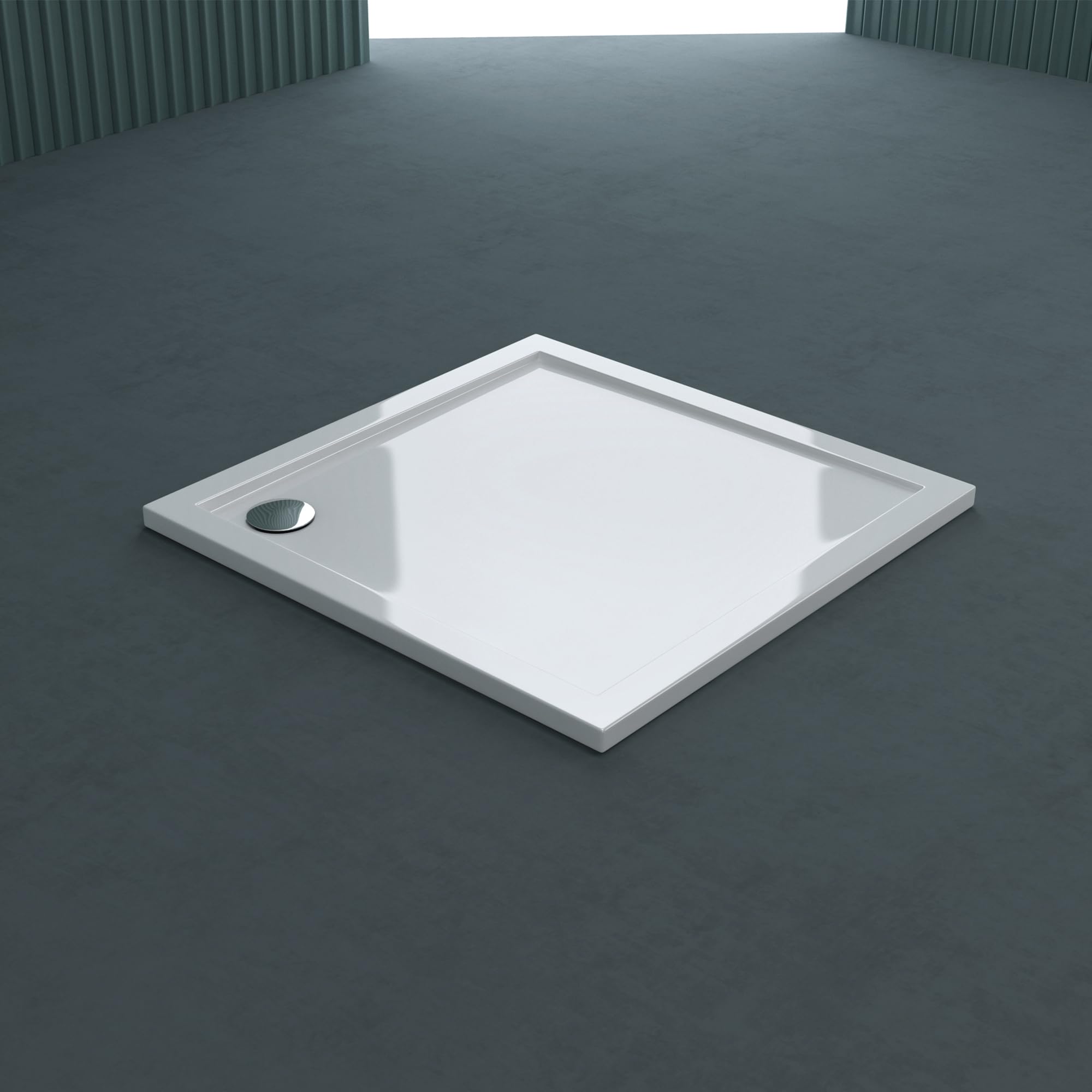 doporro Piatto Doccia Quadrato 80x80x4 cm Ultrasottile con Piletta Inclusa | Acrilico Rinforzato, Colore Bianco, Superficie Antiscivolo, Piletta di Scarico Inclusa, Scarico Angolare, Design Ultrasottile