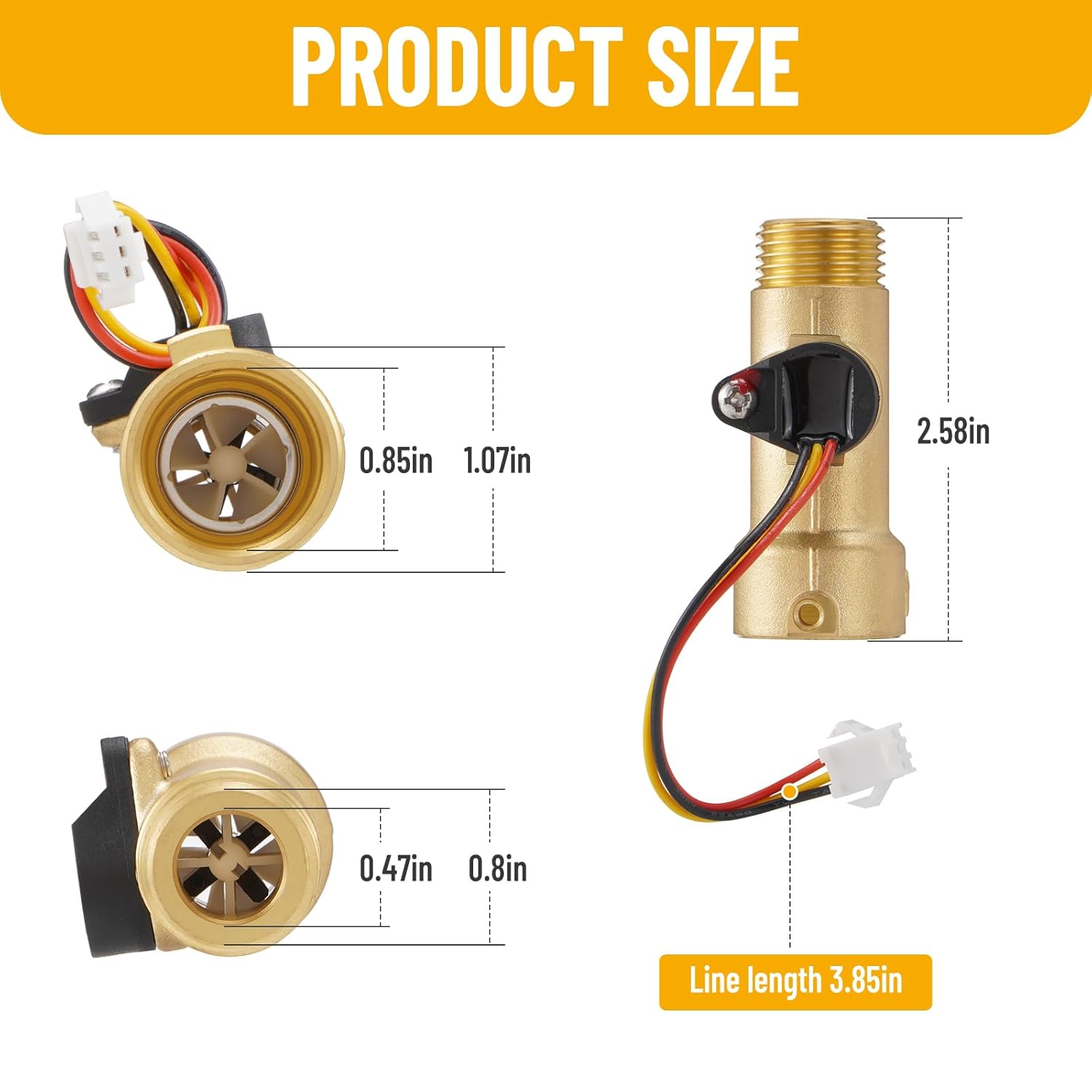 Water Flow Sensor 2GWH-24 Compatible with Girard GSWH-2 Tankless Water Heater 2022107584