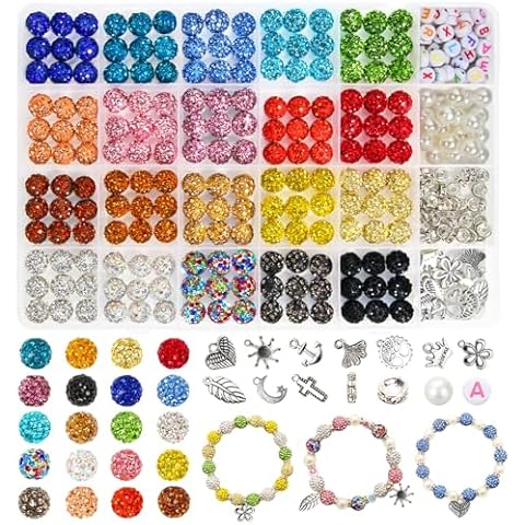 ZIFTY Rhinestone Beads 20 Colors 180pcs 10mm Clay Disco Ball Beads for Bracelets Jewelry Making Sparkly Beads for Pens Accessories Necklaces Earrings DIY Decoration Cover