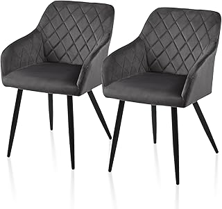 TUKAILAi Velvet Dining Chairs Set of 2 Grey L...,
