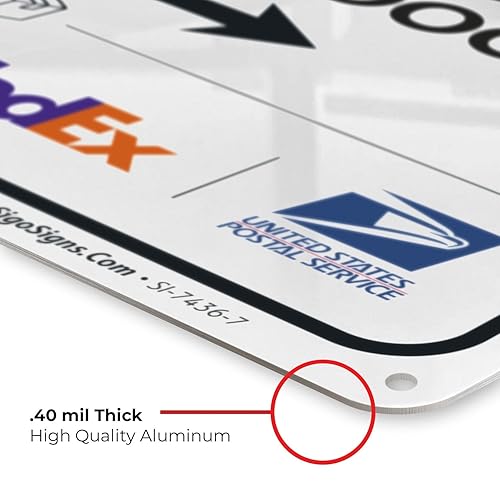 Vista 211 de Cartel de entrega del paquete, letrero de instrucciones de entrega, 10 x 7 pulgadas, aluminio 040 libre de óxido, resistente a la decoloración