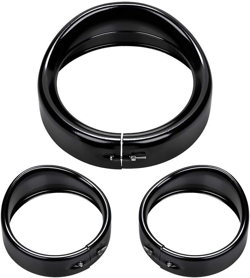 Astra Depot Trim Rings Decor Motorcycle Light Kit Compatible with Harley 7" Headlight Visor 4.5" Fog Lamps