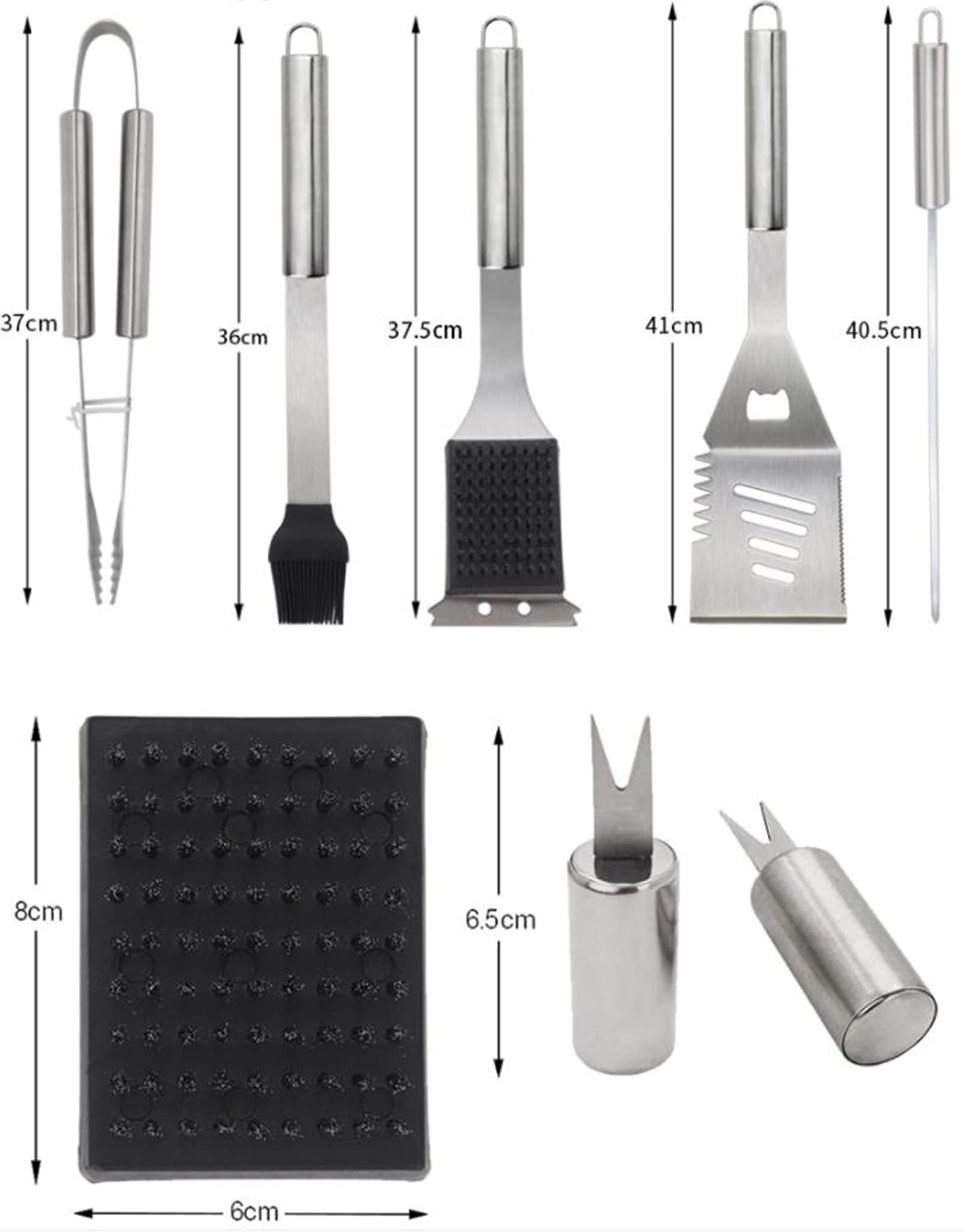Attrezzi per Barbecue 16 Pezzi in Acciaio Inox Barbecue Grill Set Accessori Kit con Scatola di immagazzinaggio in Alluminio per Campeggio all'aperto Famiglia Picnic Festa Festa del papà