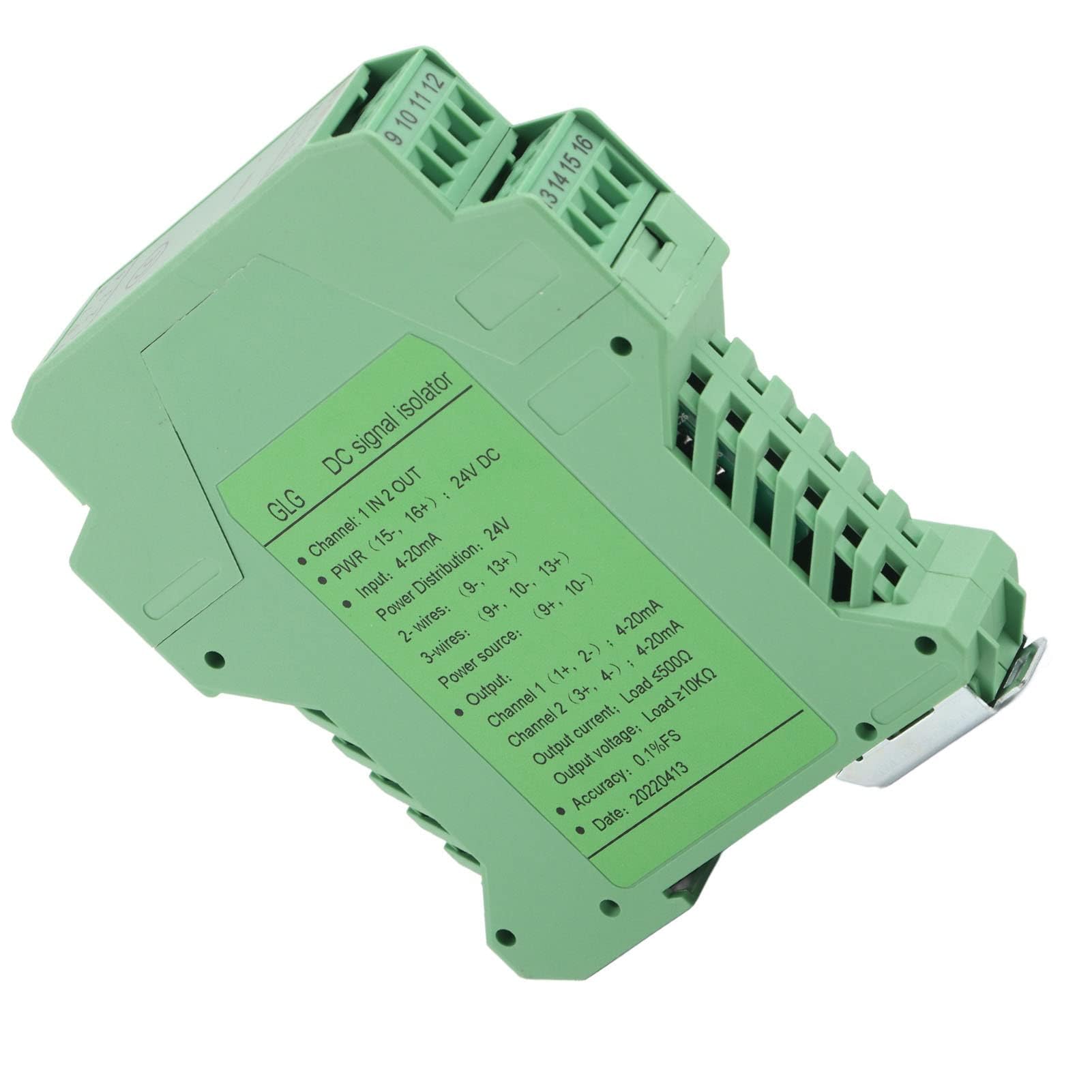 Aislador de Señal de Corriente 4-20mA a 0-5V DC 24V, Transmisor Aislador y Convertidor de Señal para PLC, Módulo GLG (Una entrada y dos salidas 4-20mA a 4-20mA)