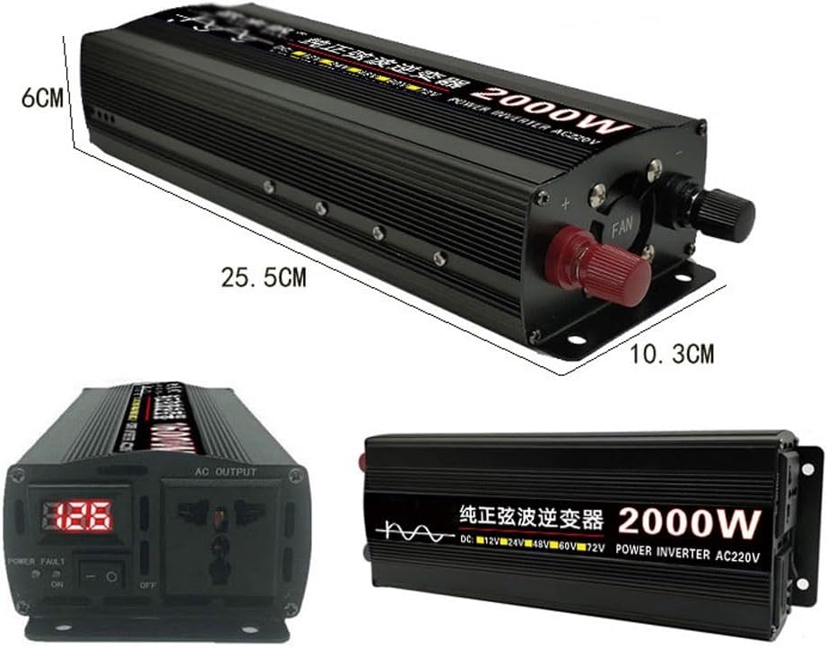 Mdxtog 2000W Pure Sine Wave Power Inverter with dimensions