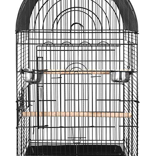 SUPER-DEAL-635-Rolling-Bird-Cage-Large-Wrought-Iron-Cage-for-Cockatiel-Sun-Conure-Parakeet-Finch-Budgie-Lovebird-Canary-Medium-Pet-House-with-Rolling-Stand-Storage-Shelf