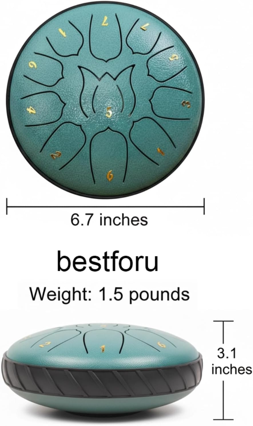 Rain Drum for Outside Garden, 6 Inches 11 Notes Steel Tongue Musical Instrument, Suit for Beginner, Yoga, Meditation, Prenatal Education with Drum Bag, Music Book, Mallets, Mallet Holder (Moss Blue)