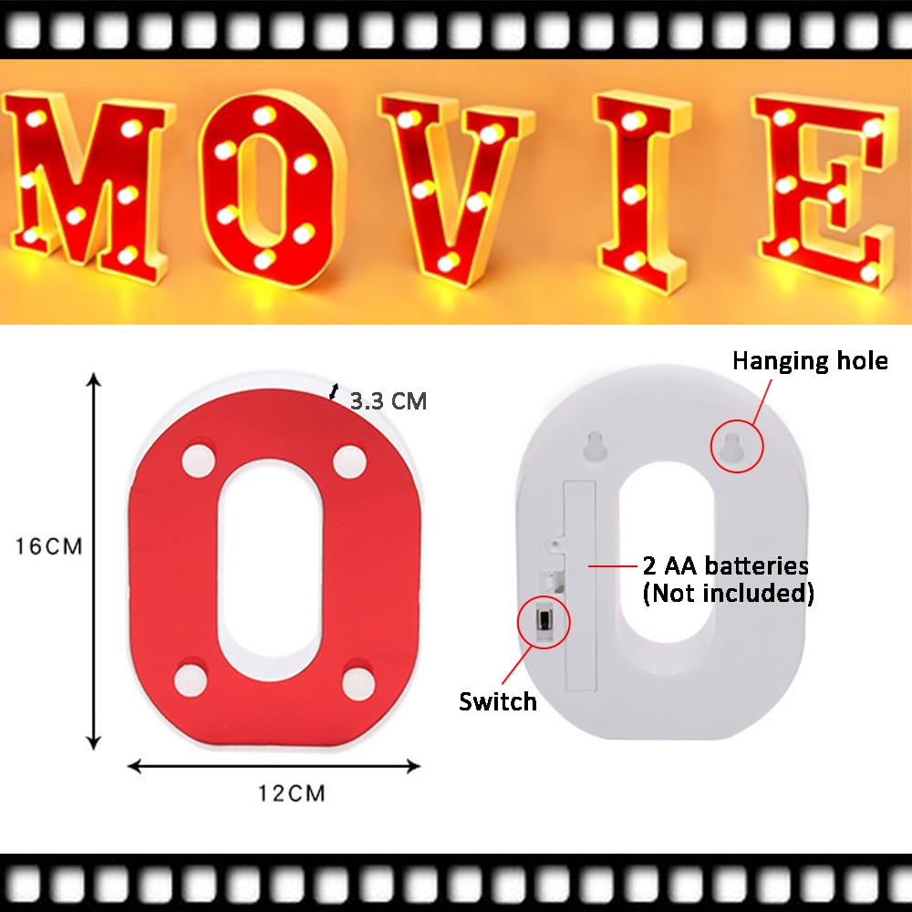 Neonowy znak LED na noc filmową, podświetlane litery, neonowe światło LED do kina, na nocną imprezę, do dekoracji pokoju filmowego (film)