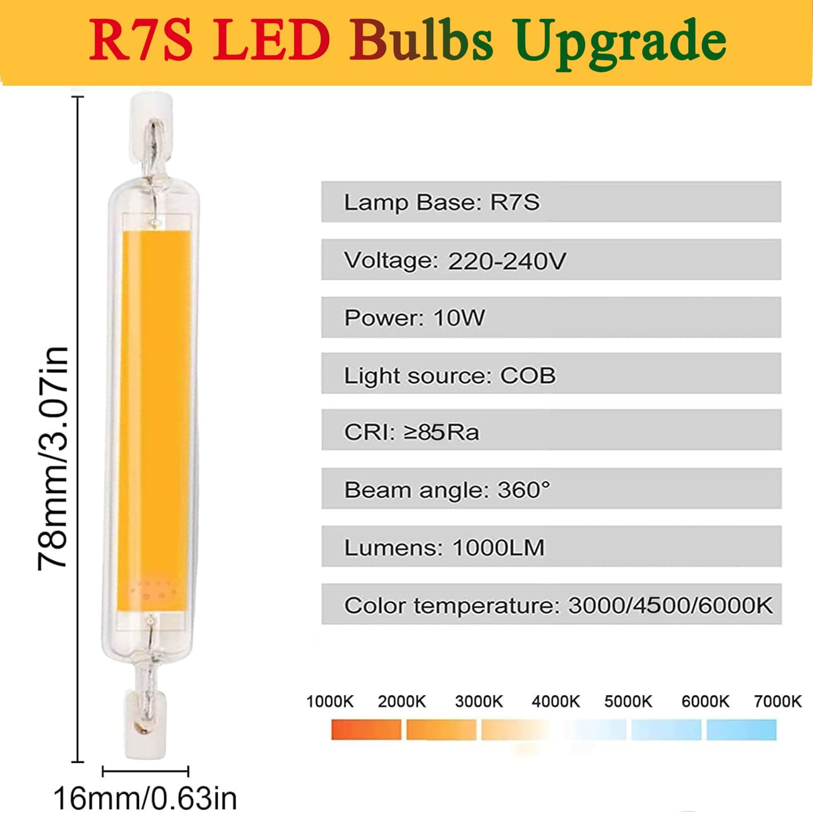 R7S LED Stablampen 10W, Dimmbar – Ersatz Für 100W Halogen, 6000K Kaltweiß, 2er Pack