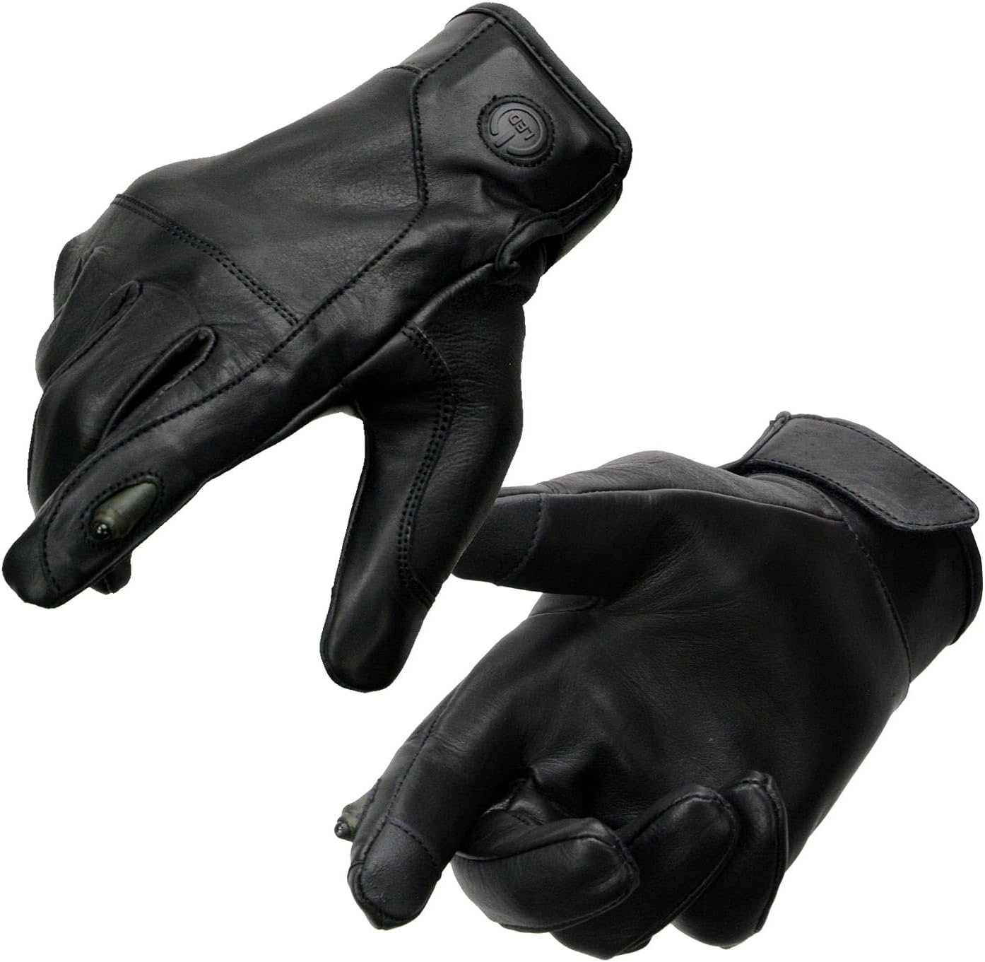 Milwaukee Leather MG7599 Men's Black Leather Gloves with LED Finger Lights