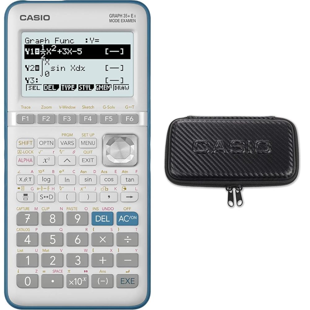 Casio GRAPH35+EII Blanc & Housse de Protection pour Calculatrice Technique