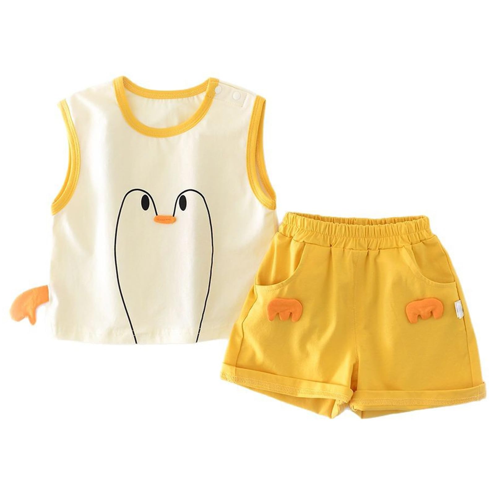 Tenue d'été pour enfant garçon avec motif pingouin - Gilet sans manches - Short - Paire de chaussettes - Combinaison de loisirs - Mignon dessin animé - Doux et respirant - Ensemble de