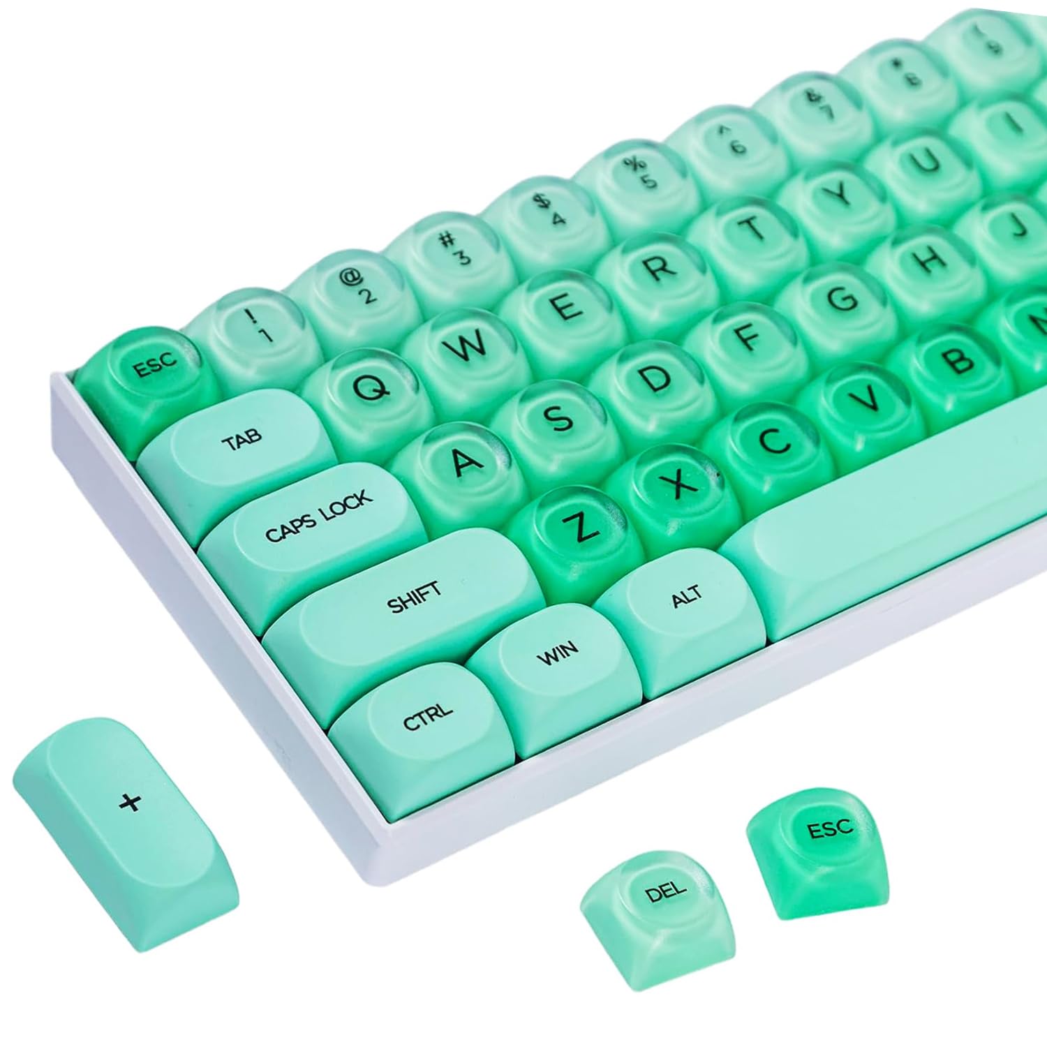 Fogruaden PBT Green Keycaps Set, HOA Profile Cute Custom Keycaps, Compatible with Cherry MX Switch 60% 65% 75% Mechanical Keyboards