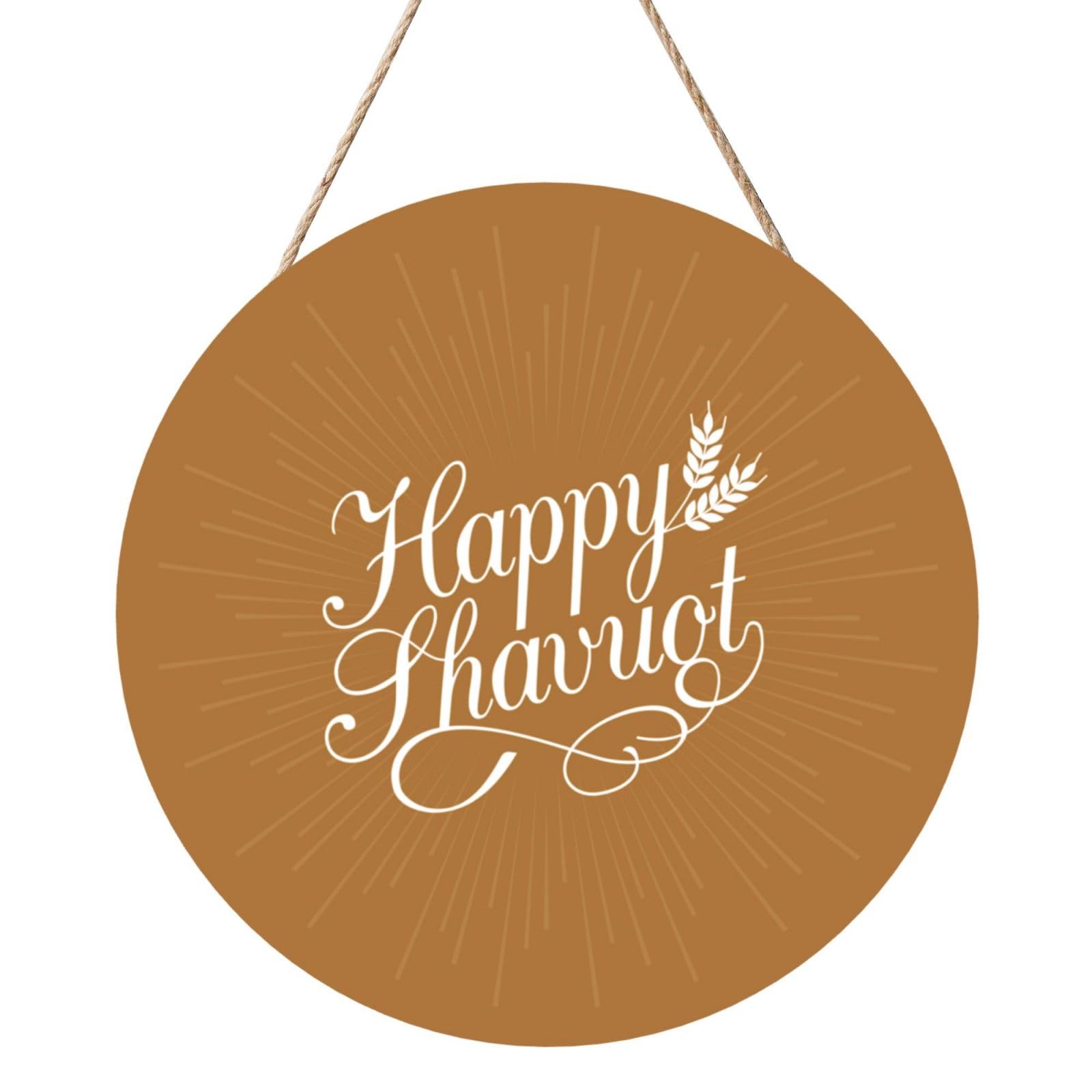 Happy Shavuot Jewish Holiday Door Signs Plaques Wood Welcome Sign For Front Door Wall Hanging For Home Farmhouse Office Classroom Party Decoration
