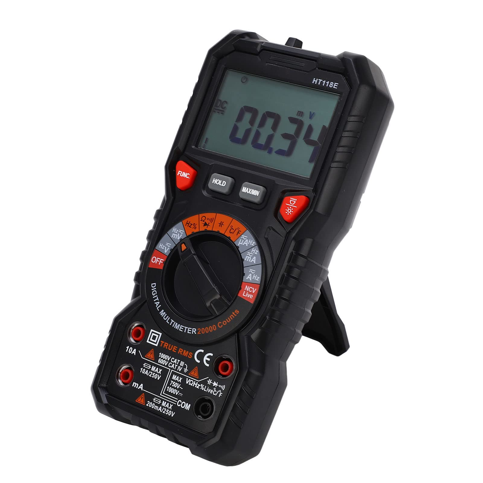FTVOGUE Digital-Multimeter, Auto-Ranging-Spannungsprüfer, ABS, 1000 V DC, 750 V AC, 10 A, Strom-Widerstandsmesser für Elektronische Parametermessung, Heimreparatur, Heimwerker