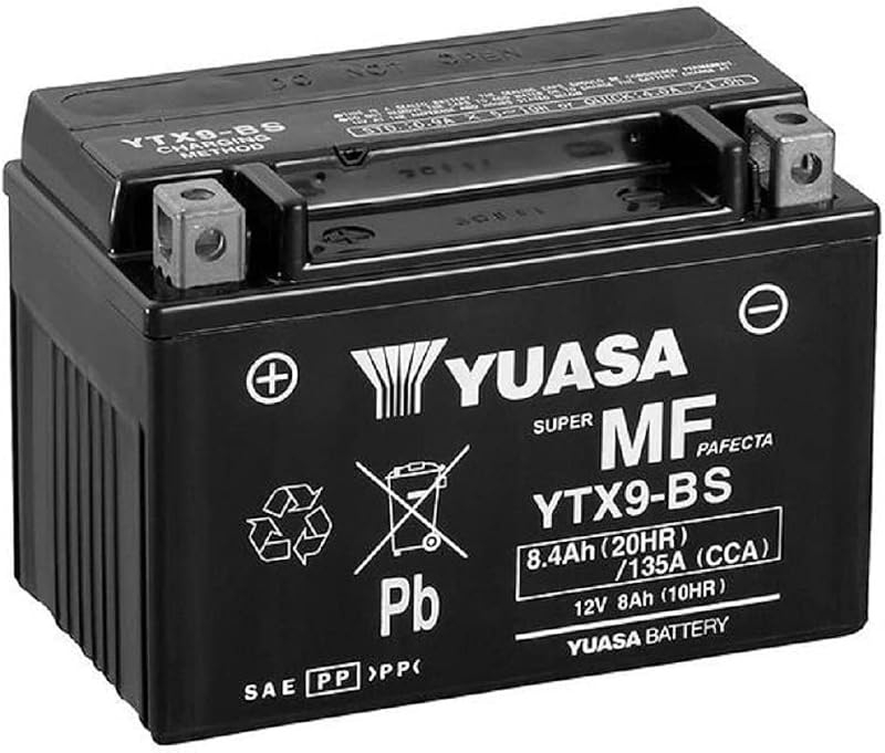 Yuasa YTX9-(WC) - Batteria SLA di ricambio, 12V, 8Ah, 15 x 8.7 x 10.5 cm