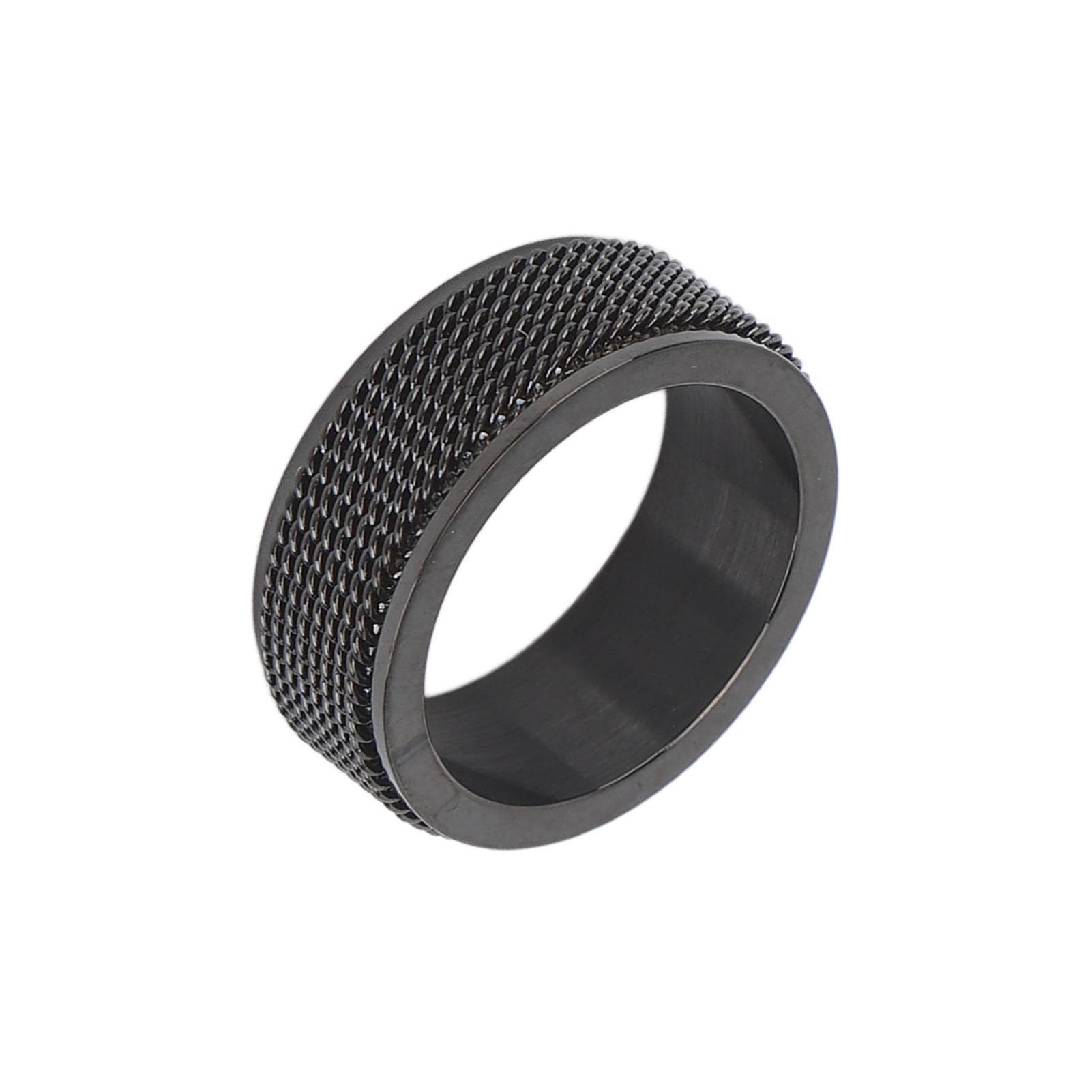 Męski pierścień Obrotowy, 8MM Bezszelestny Fajny Fidget Spinning łańcuszek Przeciwlękowy Stalowy Fajny pierścień Lękowy dla Mężczyzn Dorośli