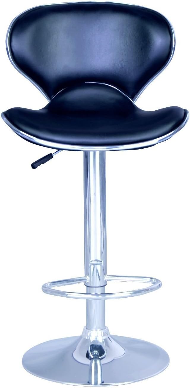 Allure Home Style - Set 2 Bar Stools Black PU Leather Modern Hydraulic Swivel Dinning Chair
