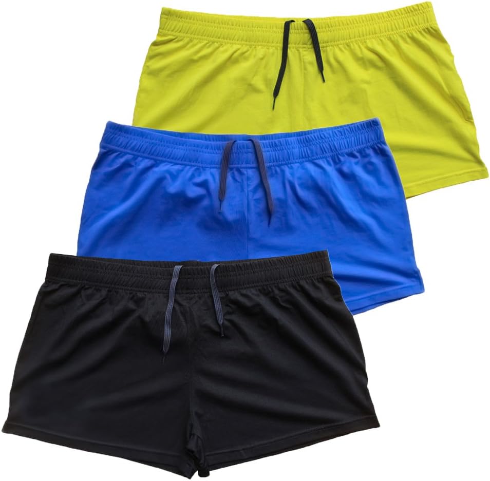 Muscle Alive Mens Bodybuilding Shorts 3" Inseam Cotton