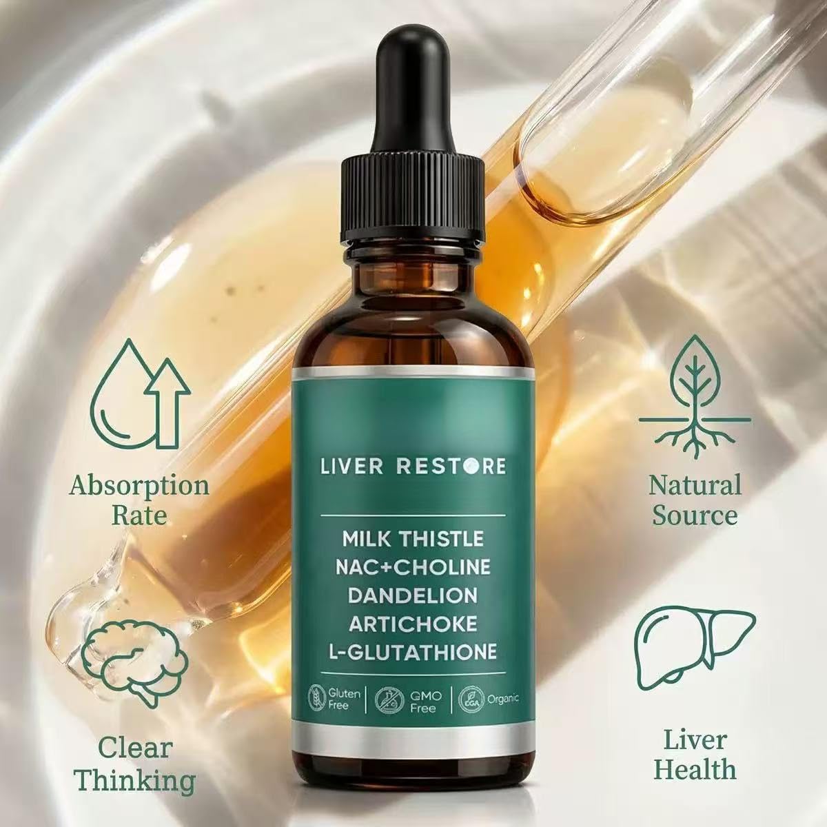 Liver Restore Liquid – zur Leberreinigung und Verdauung, lindert Blähungen, stellt geistige Klarheit und Konzentration wieder her, steigert die Energie und die Gesundheit des Immunsystems
