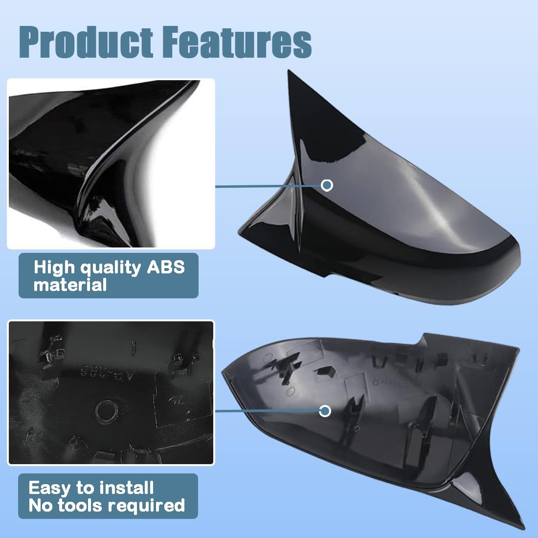XITER Rear View Side Mirror Cover Side Mirror Cap for BMW 5 Series 2014-2016 F10 F11 F18,7 Series 2013-2015 F01 F02,Glossy Black