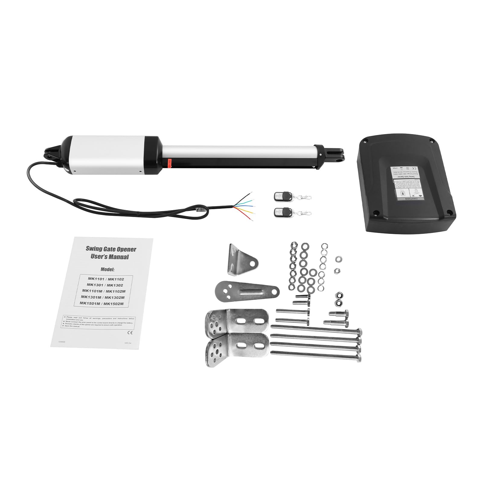 Attuatore elettrico automatico a battente da 230 V, con 2 telecomandi, in acciaio inox, per cancelli a battente, 50 W, 300 kg, con scatola di controllo