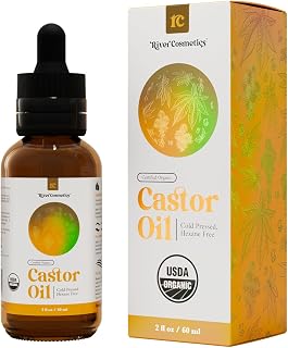 Organic Castor Oil, Cold Pressed in Glass Bottle for Naturally Nourishing Hair Care and Skincare, USDA Certified Organic 100% Pure Castor Oil, Hexane Free, 2 Fl Oz.