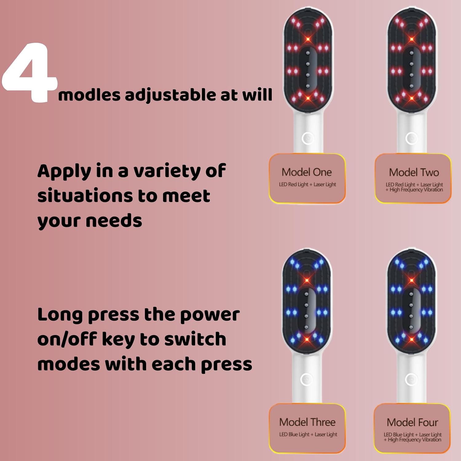 Multifunctional Massage Comb with Liquid Dispenser - Rechargeable Electric Hair Care Tool, Vibrating Scalp Massager with LED Lights for Frizz Control & Shine, Gift for Women or Man (Pink)