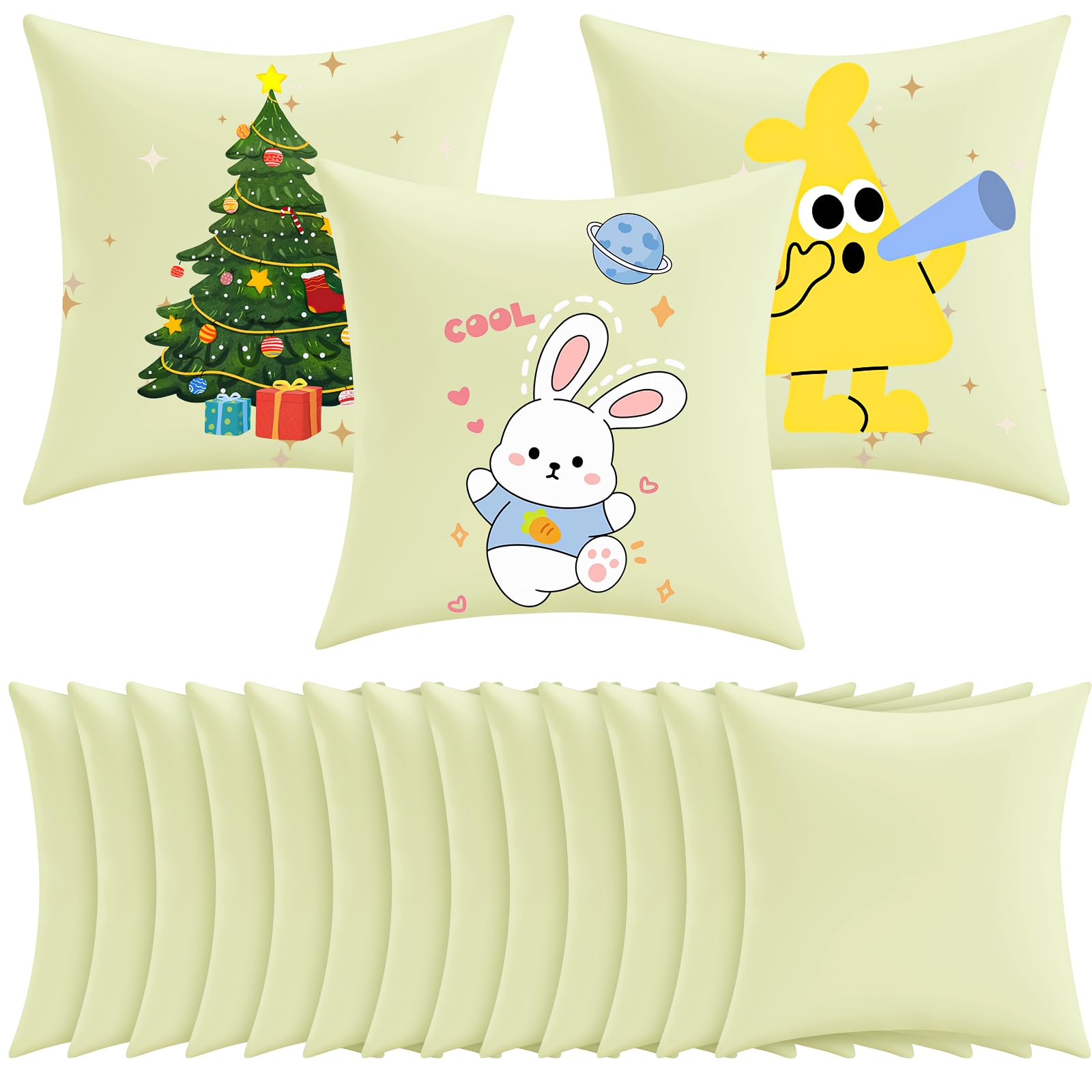 YFNVH 16 Pack Sublimation Cushion Covers, 45 x 45 cm Beige Blanks