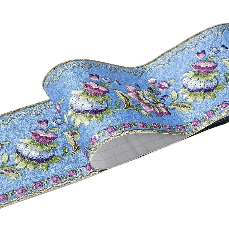 VMDVBNA Cenefa adhesiva para pared Línea de la cintura Etiqueta pared Cocina Cintura Baño Inodoro Impermeable Autoadhesivo PVC Papel tapiz Borde Floral para el Hogar(E)
