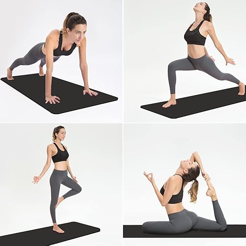Miniatura 7 de Hatha Yoga Tapete de yoga de TPE grueso de 72 x 27 x 1/3 pulgadas, antideslizante, ecológico, tapete de ejercicio para yoga, pilates y Negro