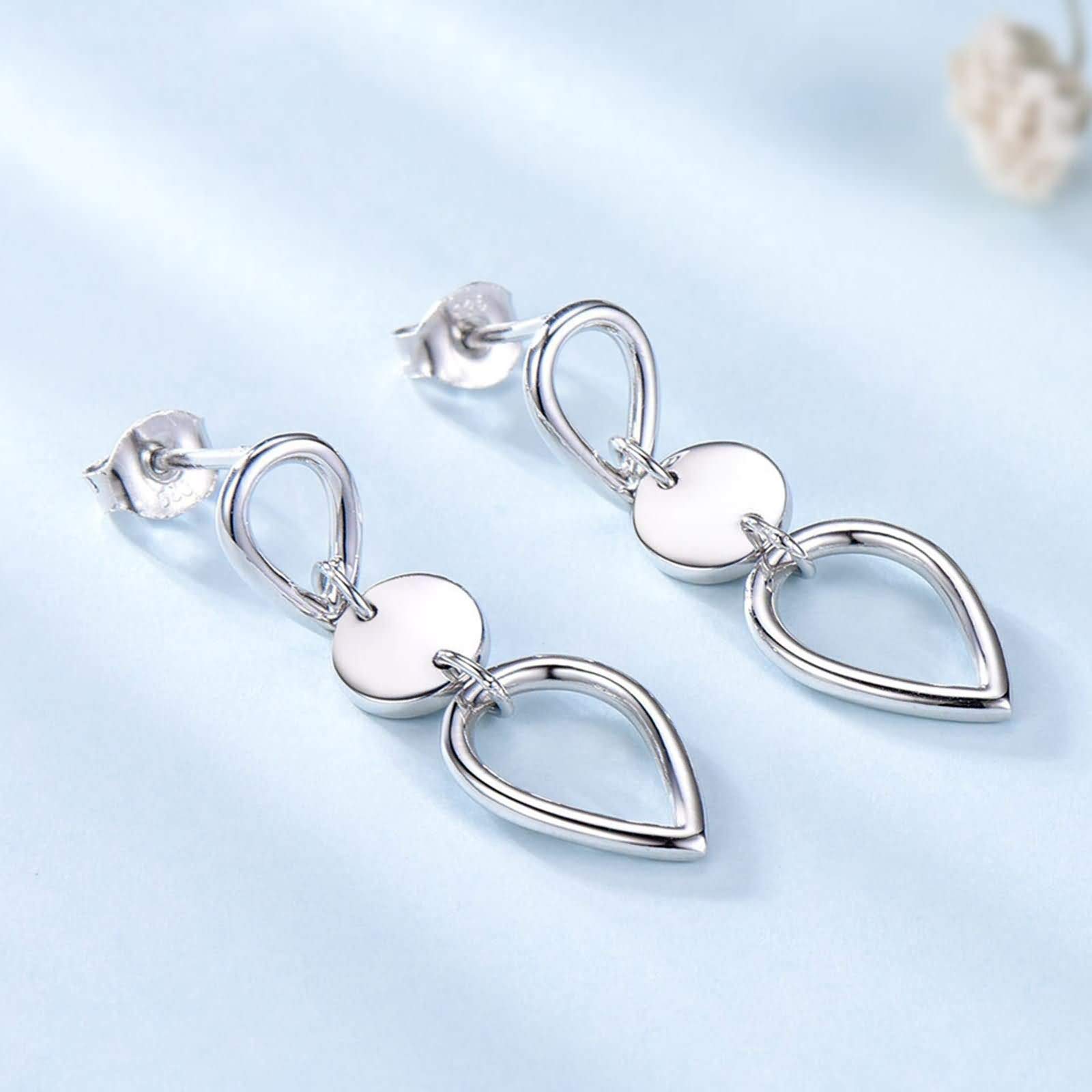 Ohrhänger aus 925er-Sterlingsilber, Tropfen- und Hängeohrringe für Damen, Tropfen- und Kreisanhänger