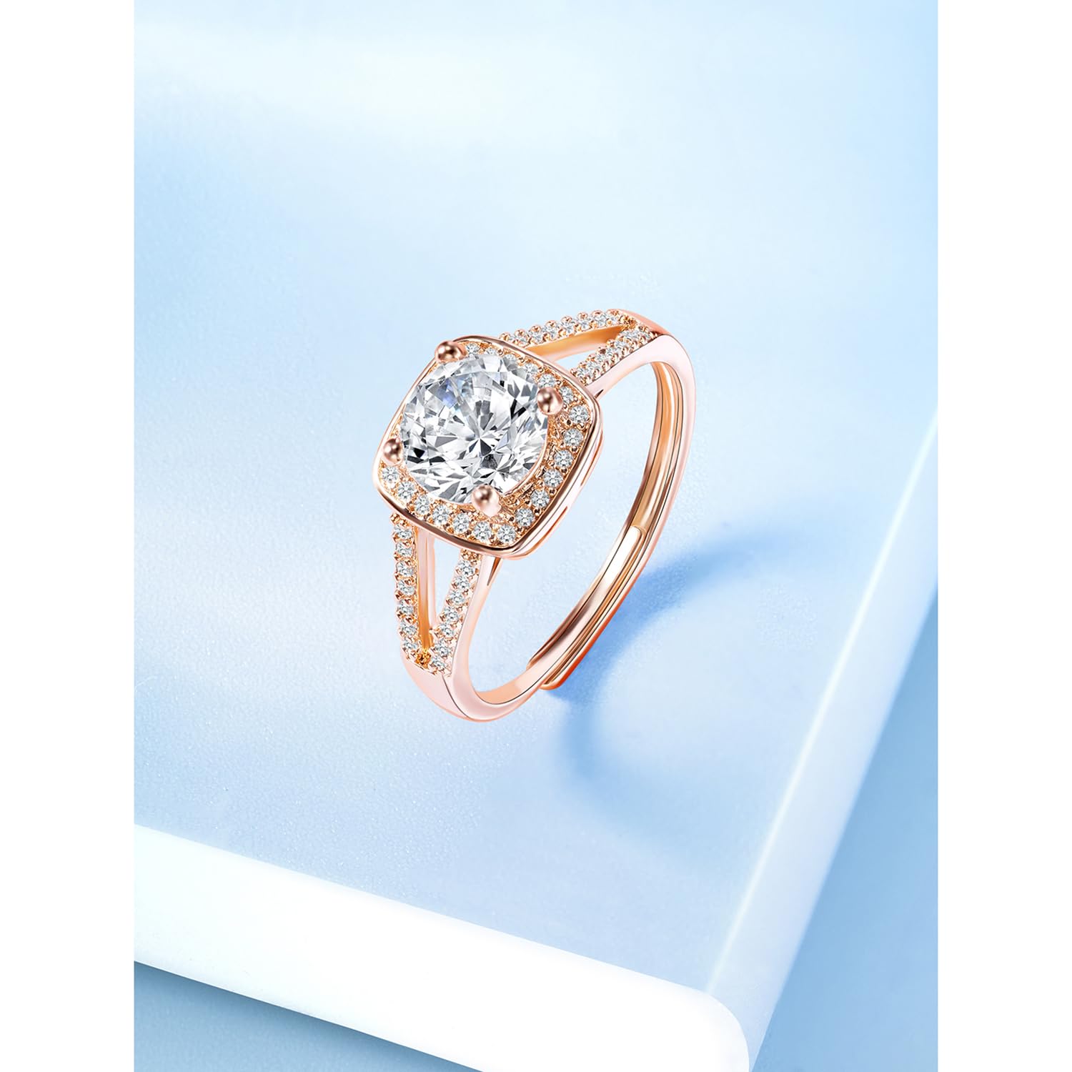 Plated Cubic Zirconia Studded Solitaire Adjustable Finger Ring, Stylish Jewellery