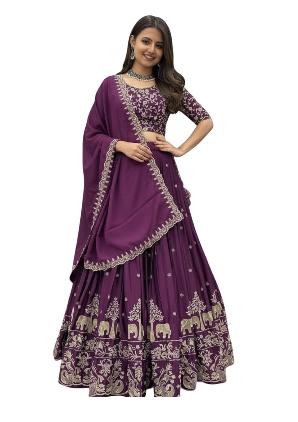 kv fashion Women's Vichitra Embroidered Semi-Stitched Lehenga Choli Juli LH-DD-picture-16