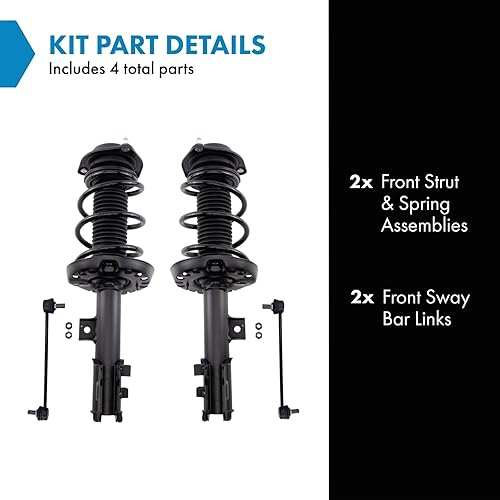 Miniatura 317 de TRQ Kit de suspensión delantera, conjunto de amortiguadores y resortes, barra estabilizadora, enlace estabilizador compatible con Chevrolet