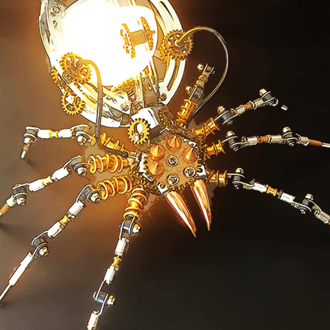 Puzzle 3D metalu, 512-częściowy model pająka, zestaw modeli 3D metalową lampą stołową, wycinany laserowo model mechanicznej układanki