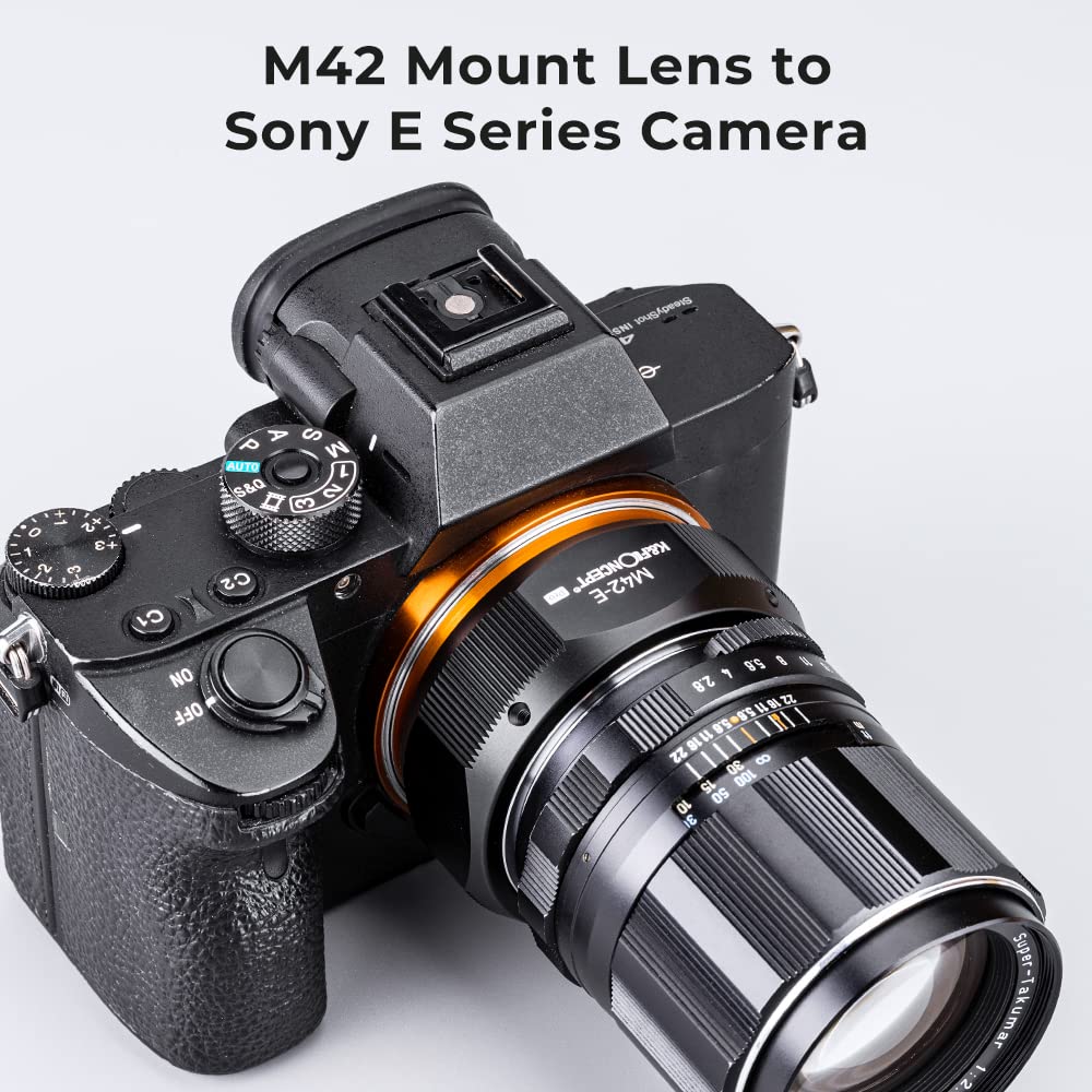 K&F CONCEPT M10105 M42-NEX Hochpräziser Objektivadapter, Sekundäre Oxidation Adapter Ring, Sony NEX Adapter, Objektiv Adapterring für M42 Objektiv auf Sony NEX E-Mount Kamera