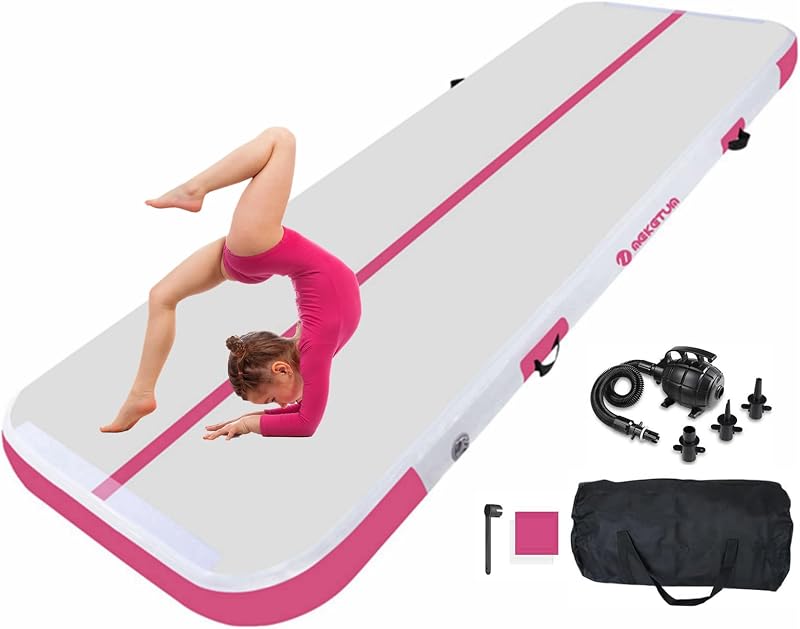 MEKETUM Felfújható Tornaszőnyeg 200x100x10 cm - Csúszásgátló Edzőmatrac Otthoni Tornához, Jógához, Fitness Gyakorlatokhoz, Zöld
