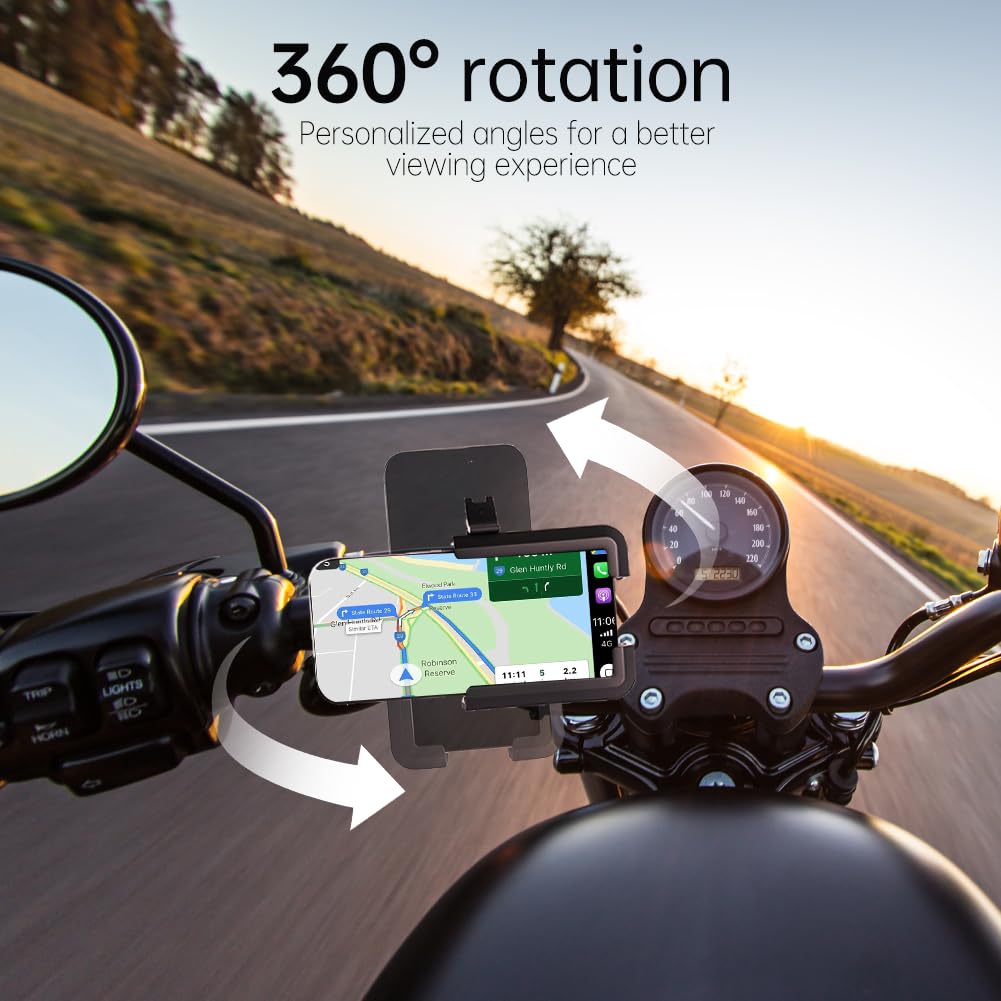 AUYAO Uniwersalny uchwyt na telefon do roweru, obrotowy 360°, uchwyt na telefon do motocykla z bezpiecznym zamkiem, amortyzujący uchwyt na telefon do roweru dla smartfonów 2,95-4,13 cala, uchwyt na