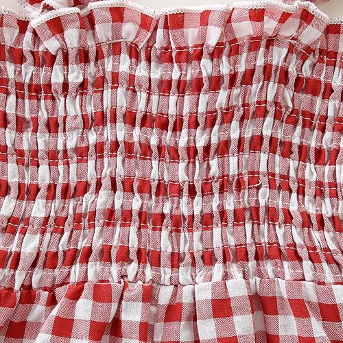 Baby Girl Clothes Romper overall Pants Plaid Sleeveless Ruffle Halter Jumpsuit4