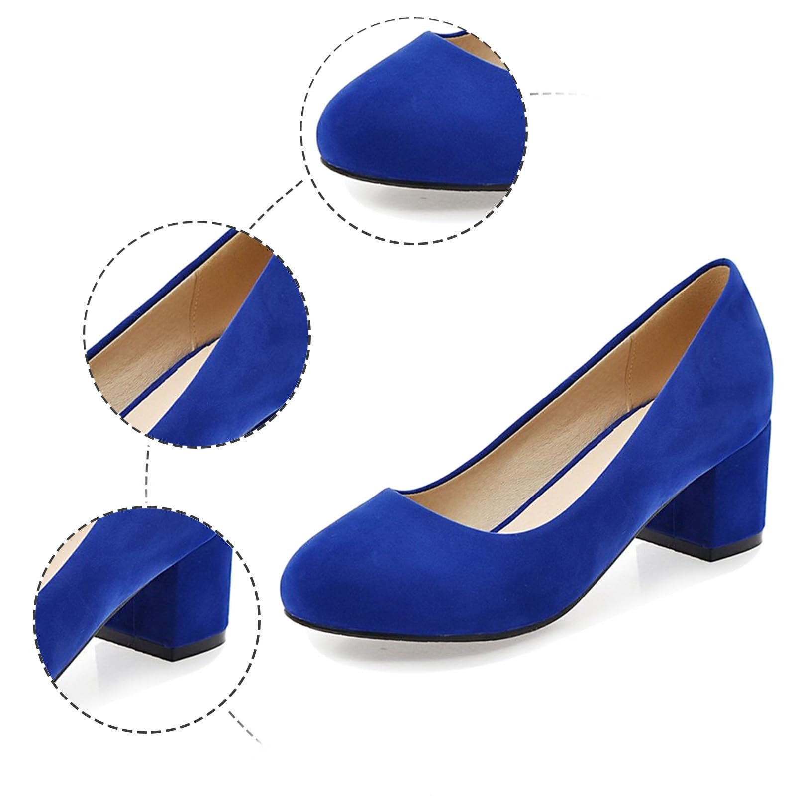 Scarpe da donna per Dirndl, comode, con tacco, eleganti, da sposa, comode, chiuse, plateau, scarpe da ballo, con tacco a blocco, larghezza H