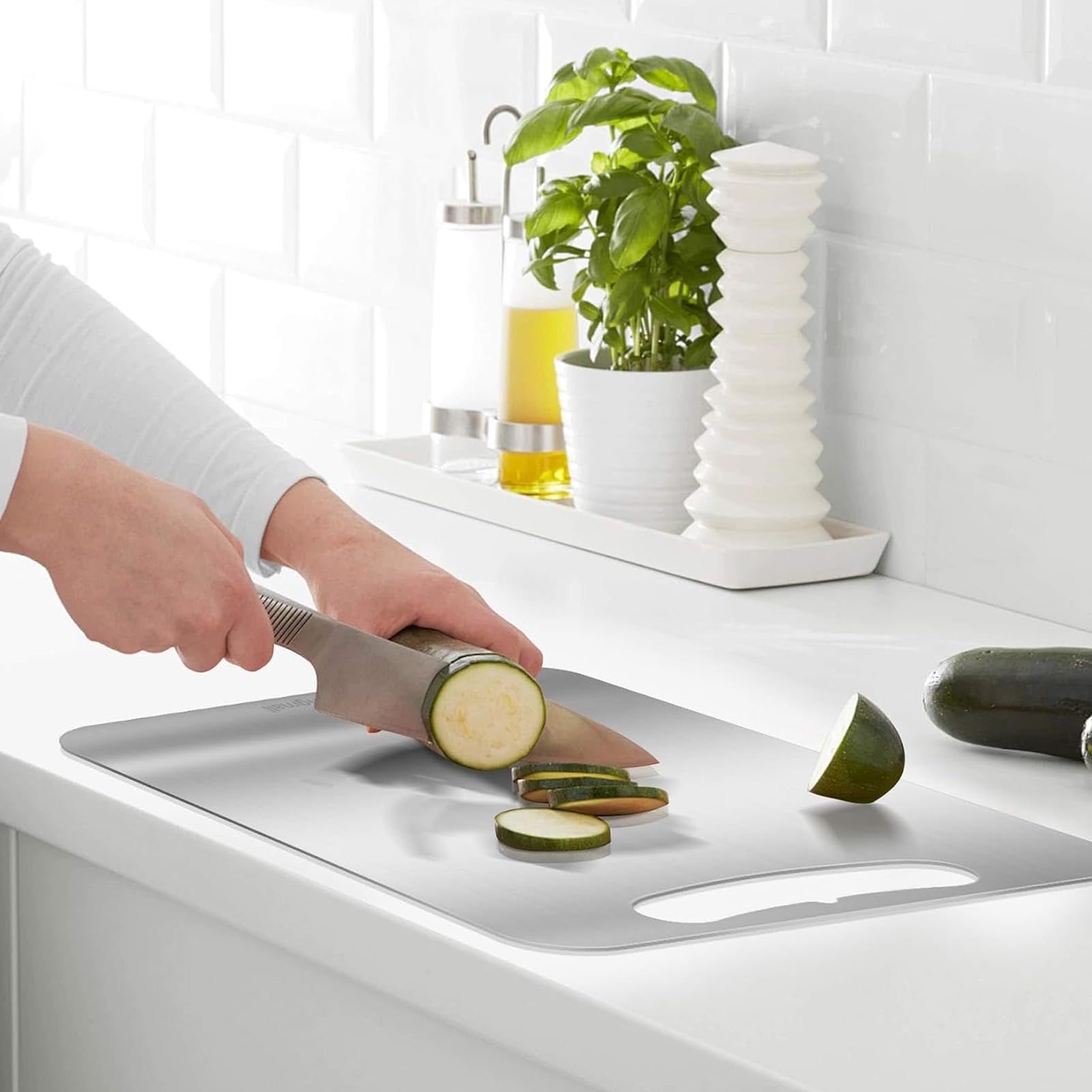 Lot de 3 planches à découper en titane 100 % pur pour cuisine, double face, passent au lave-vaisselle, de qualité alimentaire, pour couper la viande, les fruits et les légumes