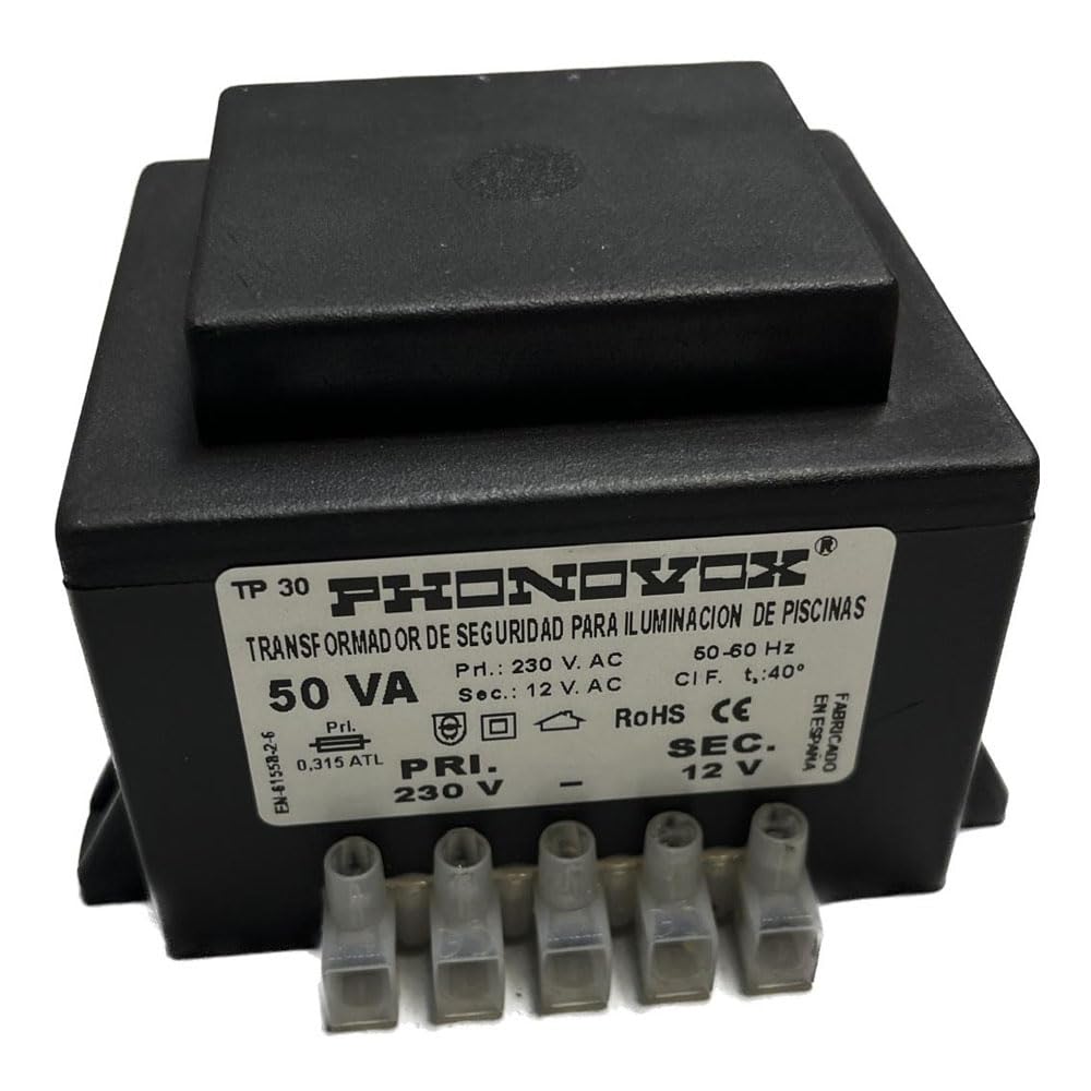 Transformador Pool 50VA 230/12V 50-60Hz. IP-00 Regleta TP31050 PHONOVOX