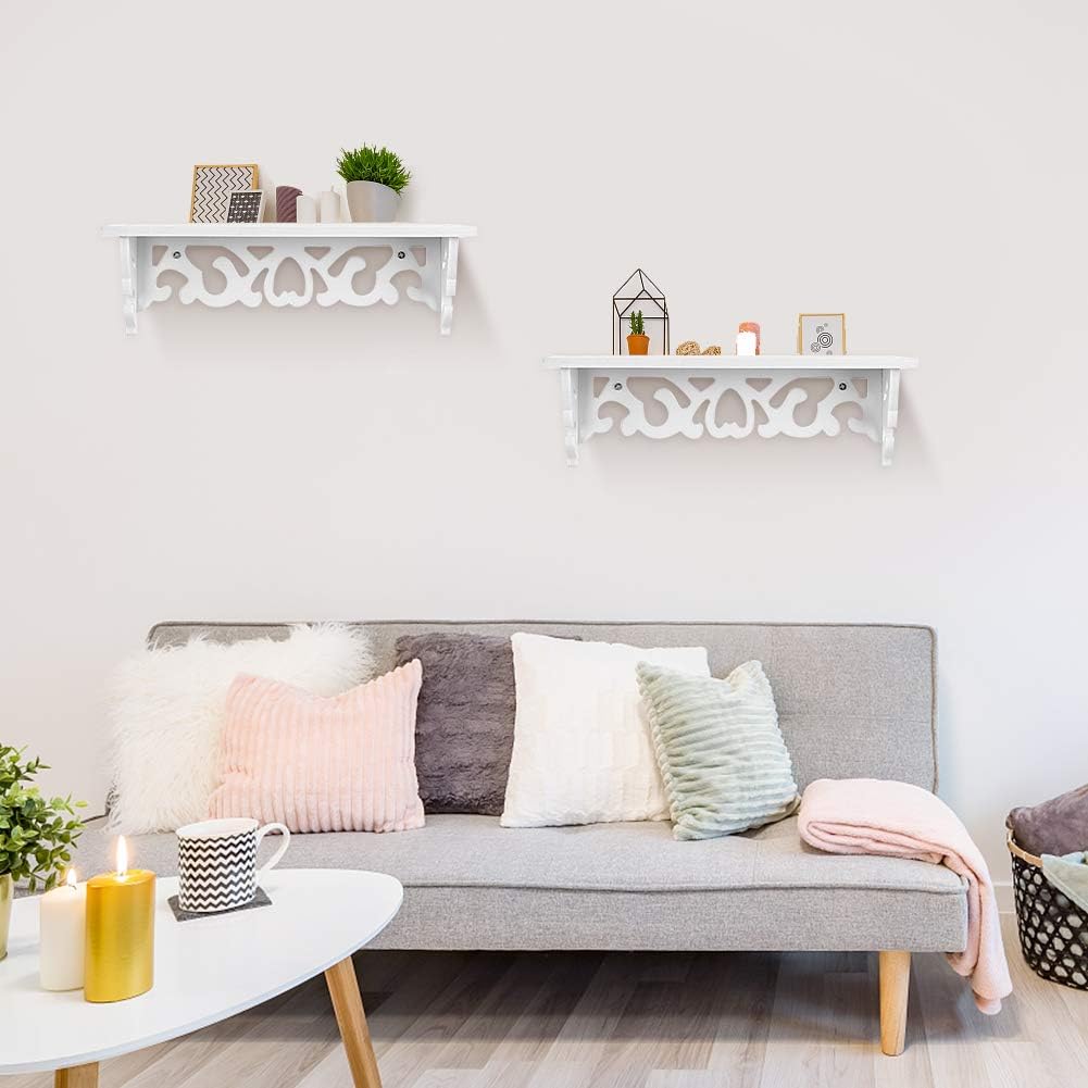 Ejoyous Wall Mounted Display Shelf, Modern Wooden Floating Shelf Carved Cutout Design Wall Storage Rack for Home, Living Room, Bedding Room, Study, Kids Room, Office Decor