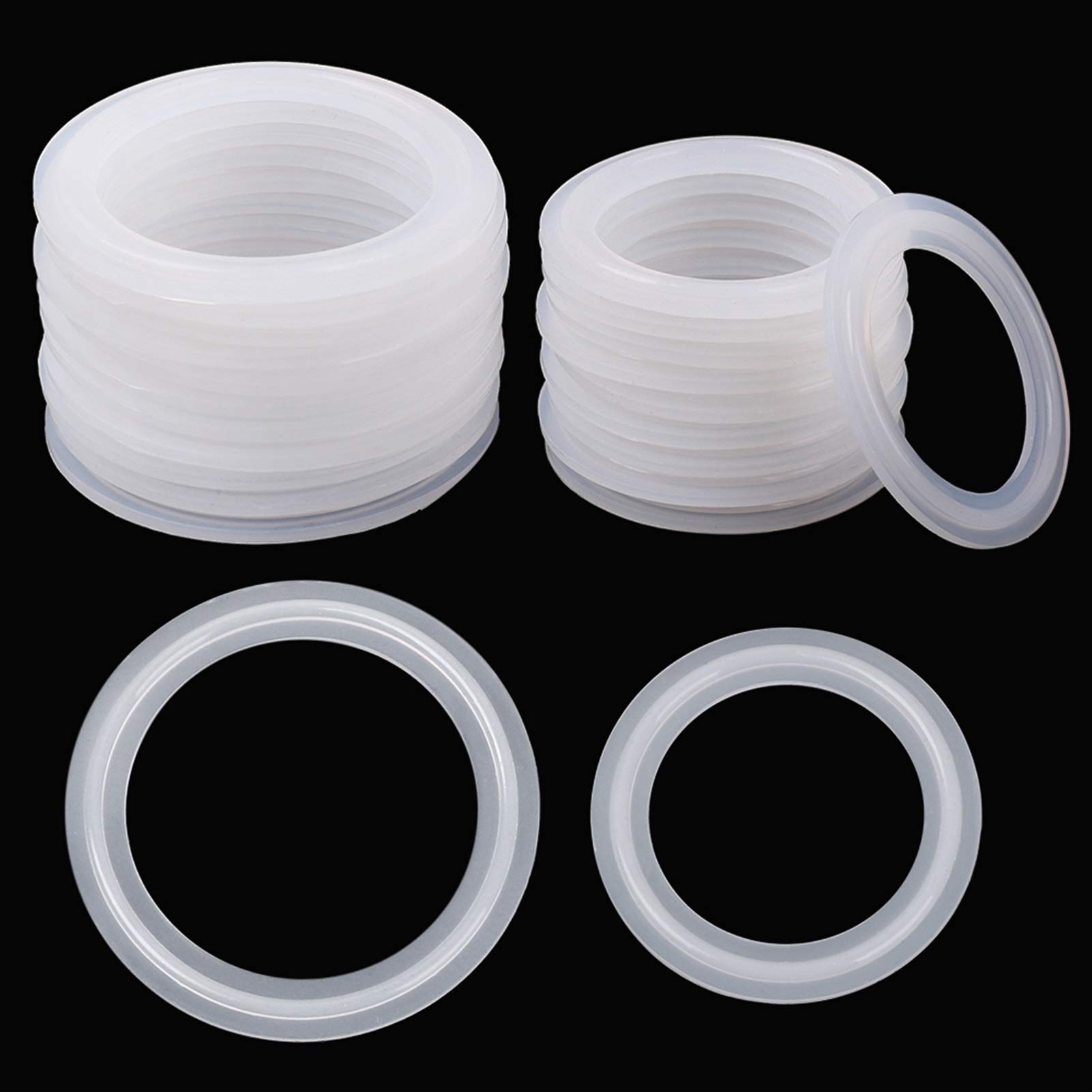 Zzhfeng-Washers for Screws 5Pcs Silicone Seal Gasket Band Ring Washer 38x50.5/51 X 64(Mm) O/D Sanitary 2 "Tri Clamp, for Factories Repair, Kitchens, Shops (Color : 38X50.5mm)