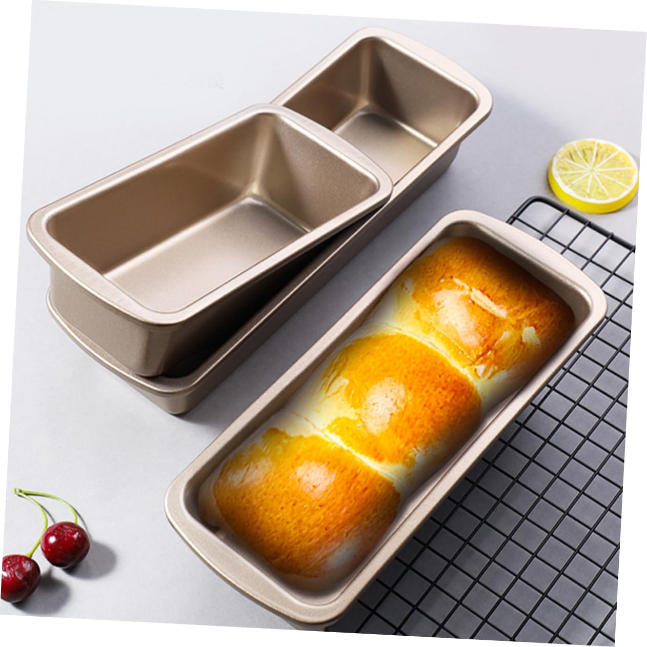 3 Stück Teiliges Rechteckiges Brotbackform Carbonstahl Antihaftbeschichtete Kastenform für Toast und Brot Gleichmäßige Wärmeleitung Backofenfest für Zuhause und Bäckerei Sichere